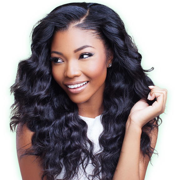 Woman showcasing long wavy Madali hair extensions